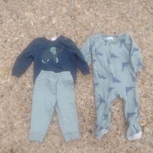 Carter's Blue and Gray Dinosaur Pajama Set